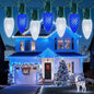 Minetom 100 Feet Led Christmas Lights,Blue White C9 Christmas String Lights Outdoor, 100 Strawberry Bulbs Connectable UL Certified for Indoor Outdoor Roofline Patio Holiday Party Backyard Xmas Decor