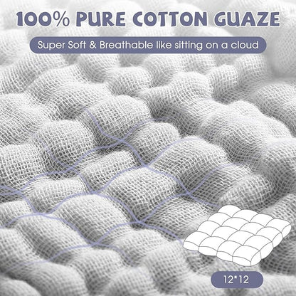 MUKIN Baby Washcloths - Soft Face Cloths for Newborn, Absorbent Bath Face Towels, Baby Wipes, Burp Cloths or Face Towels, Baby Registry as Shower. Pack of 6-12x12 inches (Grey)