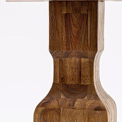 F53-0N-TP - Modern Dining Table with Acacia Wood Round Tabletop, Antique Walnut Finish