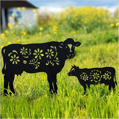 Cow Metal Garden Stakes Decorative,Cow Gifts for Women/Men/Cow Lovers Gifts,Black Cow Silhouette Statues Garden Decor for Outside,Outdoor Decor,Yard Art,Patio,Lawn Ornaments