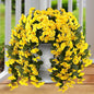 Sggvecsy Artificial Fake Hanging Flowers Plants for Outdoor Outside Spring Summer Decoration 2PCS Faux Silk UV Resistant Realistic Morning Glory Trailing Vines for Home Porch Patio Balcony(Yellow)