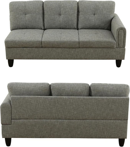 Modern Living Room Furniture Sets with Pillows, Modular Sectional Couches with Chaise Lounge, 4-Seaters L Shape Sofa with Storage Ottoman, for Living Room, Grey
