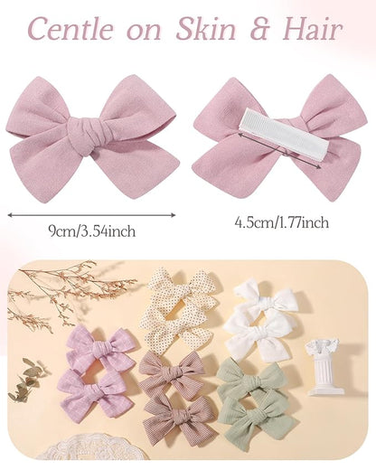 doboi 20PCS Baby Girls Linen Hair Bows Clips Fully Lined Hair Barrettes Accessories for Babies Infant Toddlers Kids