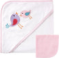 Luvable Friends Unisex Baby Hooded Towel and Washcloth, Pink Bird, One Size