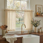NICETOWN Linen Kitchen Short Curtains 36 Inch Length 2 Panels, Butter Yellow Plaid Rustic Farmhouse Decor Drapes, Light Filtering Tier Curtains with Rod Pocket for Bedroom Bathroom, 30×36