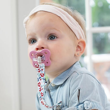 Chicco PhysioForma Dual Soft Orthodontic Pacifier for Babies 6-16 Months, 100% Soft Silicone, Supports Breathing, One-Piece Design, Included Sterilizing Case, BPA Free, 2-Pack, Grey/Dusty Rose