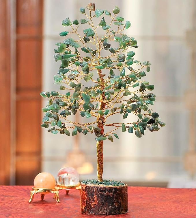 "Green Aventurine Healing Crystals Tree Bonsai Desk Decor for Women Room & Office Decor Spiritual Gift Meditation Crystals Home room decor cute house warming gifts for women Mom Birthday her - 10"""