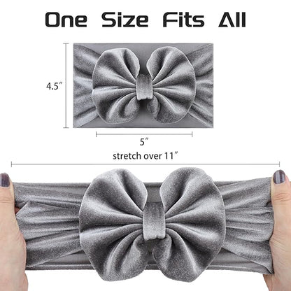 YanJie Leopard Baby Girl Hair Bow Headbands Soft Velvet Baby Bows Newborn Handmade Hair Hairbands Accessories Wide Headwraps for Toddler Kids Infant Photography Prop Gray Black