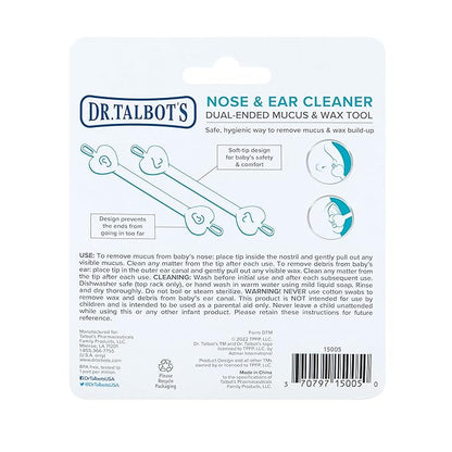 Dr. Talbot’s Baby Safe Nose and Ear Cleaner Set with Hygienic Travel Case, Gentle Dual-Ended Easy Mucus and Wax Remover Tool, 2 Pack, Neutral Colors