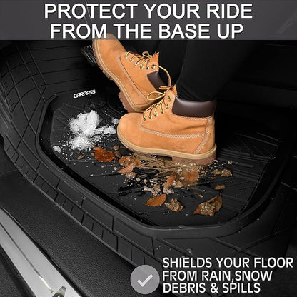 CAR PASS 3 Row Heavy Duty Rubber Car Mats, Deep-Dish All-Weather Floor Mats for 7 Seats 8 Seater 2nd & 3rd, Waterproof Universal Trim to Fit Liner Van,SUV,MPV,7 Passengers Vehicle,(Black 3 Row)