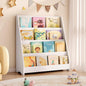 Tatub 4 Tier Kids Wooden Bookshelf, Toddler Sling Bookcase Montessori Bookshelf, Children Front Facing Book Shelf for Nursery, Playroom and Classroom, White
