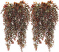 Artificial Hanging Plants Red 4 Pack, Brown Leaves Fake Vines Decoration Plastic Ivy Leaf Rattan Greeny Vine Houseplants for Wedding Indoor Outdoor Home Garden Bedroom Office Wedding Décor
