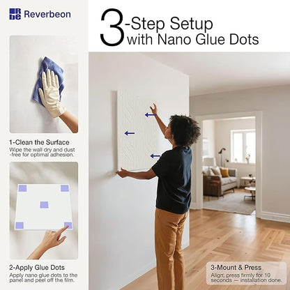 6 PCS Acoustic Panels, 23.6x23.6 Inch Sound Absorbing Panels, Decorative Acoustic Wall Panels for Recording and Home Studio, Office with Double-Sided Adhesive Tape