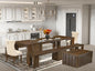 X02DA-2C8-32 6-Pc Dining Table Set includes an Extendable Rectangle Kitchen Table, 1 Coffee Table, 2 Polyester Dining Chairs and 2 Benches, 39x120 Inch, Antique Walnut