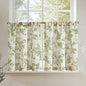 jinchan Linen Kitchen Curtains 24 Inch Vintage Floral Tier Curtains Farmhouse Cottage Cafe Rod Pocket Country Small Window for Laundry Room Bathroom RV 2 Panels Green on Beige