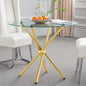 Kitchen Table for 2 Modern 36.6" Round Glass Table Small Tables with Trestle Metal Leg for Living Room and Apartment, Gold