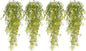 RECUTMS 4Pcs Artificial Hanging Ferns Plants with 30 Lights Fake Ivy Vine Faux Greenery Garland for Porch Fence Patio Yard Wedding Party Indoor Outdoor Decorations (Yellow)