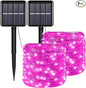 Solar Christmas String Lights Pink Outdoor Waterproof 100 LED（2 Pack） 8 Modes Copper String Lights Fairy Lights for Valentines Day Garden, Patio, Fence, Balcony, Outdoors(Pink 2pcs