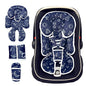 Infant Car Seat Insert, 2 in 1 Carseat Head Neck Pillow for Newborn, Baby Carriage Pad with Strap Covers, Universal Seat Pad for Carseats, Stroller, Swings, Bouncer, Planet (Navy Blue)
