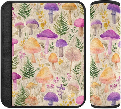 2 Pack Seatbelt Covers Seat Belt Cover Pad for Adults Boys Girls Car Seat Strap Covers Pads Cushion Universal Shoulder Strap Pad Protector for Backpack Camera Bag 10x7.7Inch Mushroom Colorful Pattern