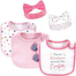 Little Treasure baby-girls Bib and Headband Set