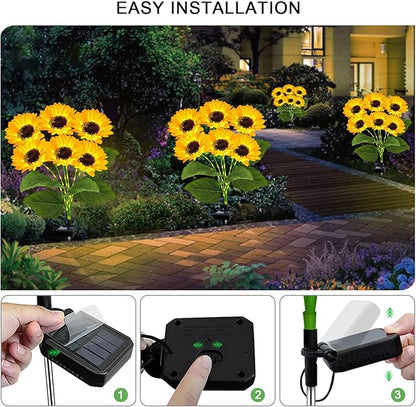 6 Pack Solar Sunflower Garden Lights 36 Vibrant Sunflowers LED Outdoor Decorative Stake Lights for Yard, Patio, Lawn, Pathway, IP65 Waterproof, Gardening Gift for Mom, Grandma, and Friends