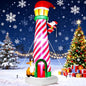 10FT Christmas Inflatable Yard Decoration, Giant Blow Up Lighthouse with Santa and Reindeer with Built-in LED Lights & Drawstring Bags for Yard Lawn Garden Holiday Outdoor Decor