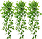 LOYWREE 3 Pack Small Artificial Hanging Plants with Faux Ivy Vine and Hanging Pothos 39Inch Fake Plant Realistic Greenery for Shelf Decor in Home, Office, Indoor & Outdoor Gardens