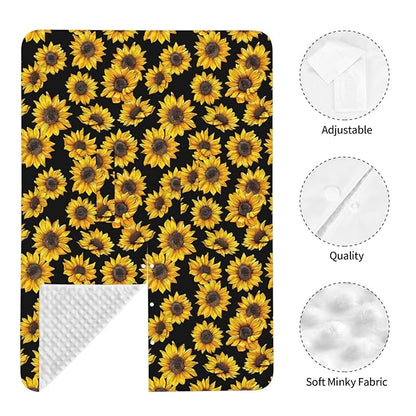 KiuLoam Sunflower Black Baby Car Seat Canopy, Nursing Cover Breastfeeding Scarf, Stretchy Soft Breathable Infant Carseat Cover for Babies Boys Girls