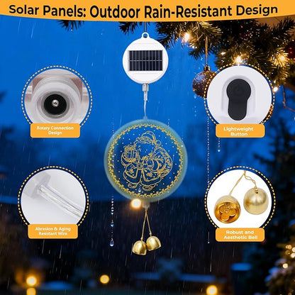 Solar Hanging Lights - Outdoor Indoor Christmas Decorations for Window, Garden, Patio, Porch,Holiday Home Decor, (Jolly Santa)