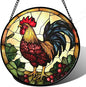 Stained Glass Window Hanging, Colorful Big Cock Sun Catcher for Window Door Home Decor, Chicken Suncatcher Christmas Mother's Day Birthday Gifts for Women Men Mom and Nana 11.8 in