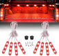 Nilight 8PCS Truck Pickup Bed Light 24LED Red Cargo Rock Lighting Kits with Switch for Van Off-Road Under Car Side Marker Foot Wells Rail