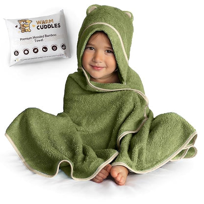 Premium Toddler Towels with Hood - Extra Soft Rayon from Bamboo Toddler Bath Towel (Olive)