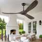 52" Ceiling Fans Without Light, Solid Wood Ceiling Fan with Remote Control and DC Motor, No Light, Modern Ceiling Fan with 3 Blades, Indoor Outdoor for Patios, Bedroom - Deep Brown