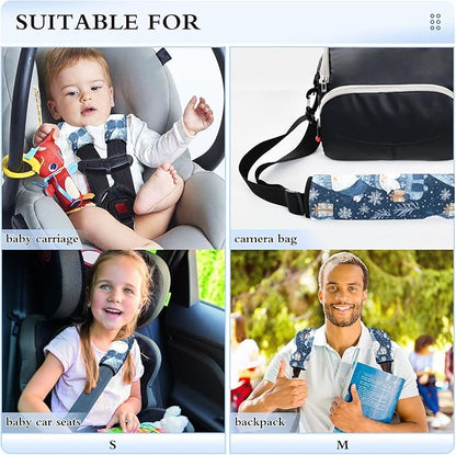 CHIFIGNO Blue Adorable Gnomes Snowflakes Seat Belt Cover Comfortable Car Seat Belt Pads 2 Pack Seatbelt Shoulder Pad Protect Your Neck and Shoulder
