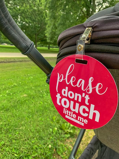 Three Little Tots Two Pack - Pink Please Don't Touch Baby Car Seat and Stroller Signs - CPSIA Safety Tested