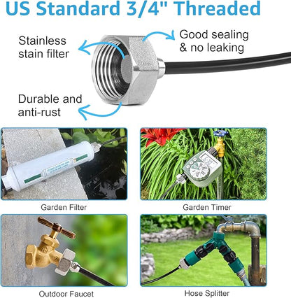 Bonviee Misters for Outside Patio, 26FT (8M) Patio Misting System, Outdoor Misters for Patio Cooling, 7 Brass Mist Nozzles, 3/4" Adapter, DIY Water Misters for Cooling Outdoor Garden Greenhouse