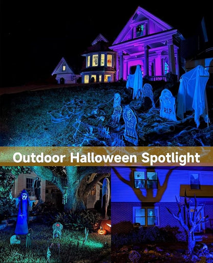 Christmas Spotlights Outdoor, 20W Color Changing Landscape Lighting with Remote & Timer (4H/6H/8H), IP65 Waterproof Aluminum RGB Spot Lights for Yard, House, Garden, Pathway Decor (4 Lights)