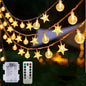 Globe/Star Fairy Lights Battery Operated 17ft 50LED String Lights with Remote Waterproof Indoor Outdoor Hanging Decorative Christmas Lights for Home Party Patio Garden Wedding