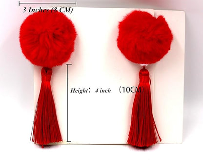 CÉLLOT Baby Girls Chinese Style Hairy Furry Balls Bows Tassels Hair Clips Barrettes for Kids Festival