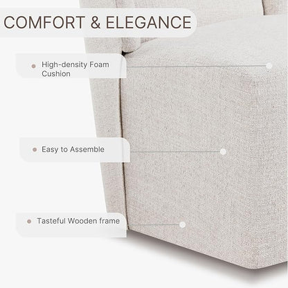 Upholstered Dining Chair with Casters Wingback Modern Side Armless Deskchair with Rollers for Diningroom Bedroom Livingroom Reading Room,Linen,1 Box