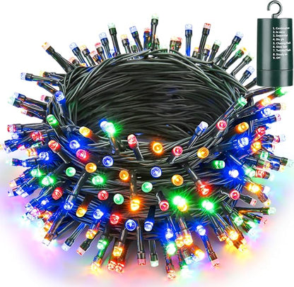 Joomer Battery Christmas Lights, 66ft 200LED Fairy Lights Battery Operated Timer 8 Modes Waterproof for Outdoor Home Garden Party Holiday Christmas Trees Decoration (Multicolor)