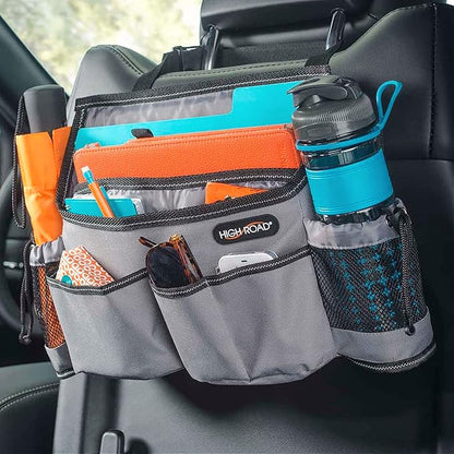 High Road SwingAway Front Seat Car Organizer for Daily Driving Essentials with Side Bottle and Cup Holders