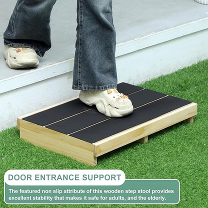 3.5" Wooden Platform Step Stool,24" Platform with Non Slip Rubber Stepping Surface for Adults & Elderly Bed Steps Wooden Mobility Stepping Stools for Bedroom, Bathroom, Kitchen, Garden