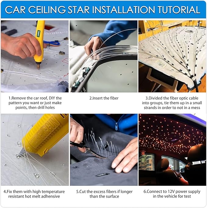 ATOKEE Starlight Headliner Kit Mixed 400pcs 9.8ft, 16W Twinkle Fiber Optic Lights for Car Home Use with APP/RF Remote