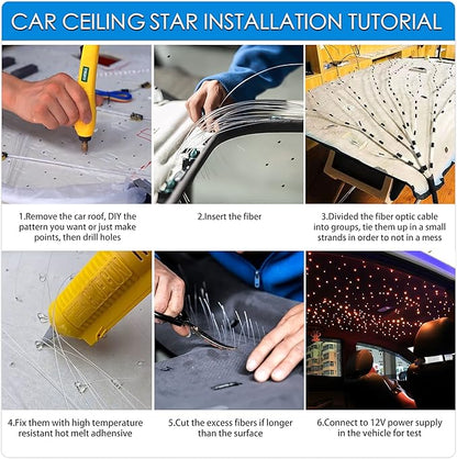 ATOKEE Starlight Headliner Kit Mixed 400pcs 9.8ft, 16W Twinkle Fiber Optic Lights for Car Home Use with APP/RF Remote