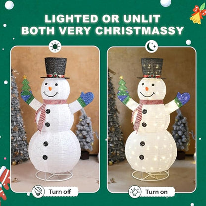 VINGLI 6FT Lighted Snowman Holding Small Tree Christmas Yard Decorations, Prelit Pull Up with 200 Warm White LED Lights, Outdoor Lighted Xmas Yard Decorations for Lawn Garden Porch Indoor Décor
