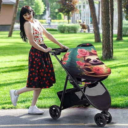Baby Car Seat Covers Cute Sloth Stretchy Breastfeeding Scarf Breathable Infant Carseat Canopy Nursing Covers Multi Use for Stroller High Chair Shopping Cart Boys and Girls