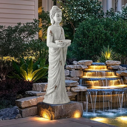 Extra Large Buddha Statue Outdoor, 42 Inch Zen Garden Meditating Buddhas Sculpture, Durable Weatherproof MGO Stone Buddhist Statues Indoor Art Decor for Calm Mind,Patio,Yard,Porch