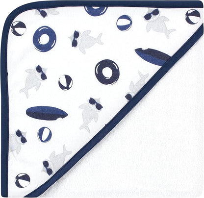 Hudson Baby Unisex Baby Cotton Rich Hooded Towels, Gray Shark, One Size